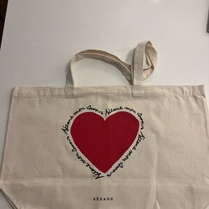Sezane Canvas Tote Bag with Red Heart - Never Used